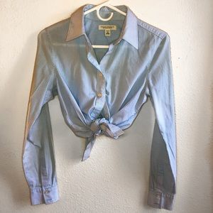 Blue Striped Button Up Blouse